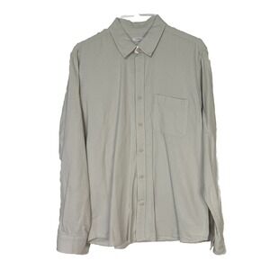 vintage gap men's long sleeve Beige casual button‎ down shirt L